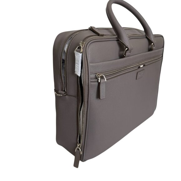 Bally Plinye Grey Saffiano Leather Palladio hardware computer briefcase 6306297 - Picture 7 of 15
